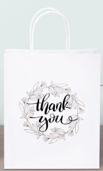 'Thank You' Small Paper Bag w Handles and gift tag
